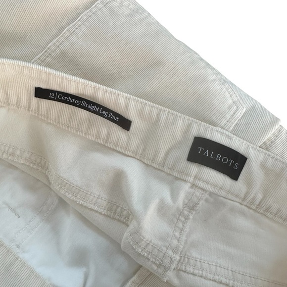 Talbots Corduroy Straight Leg Pant, High Waist, Cream, Size 12 - Picture 6 of 7